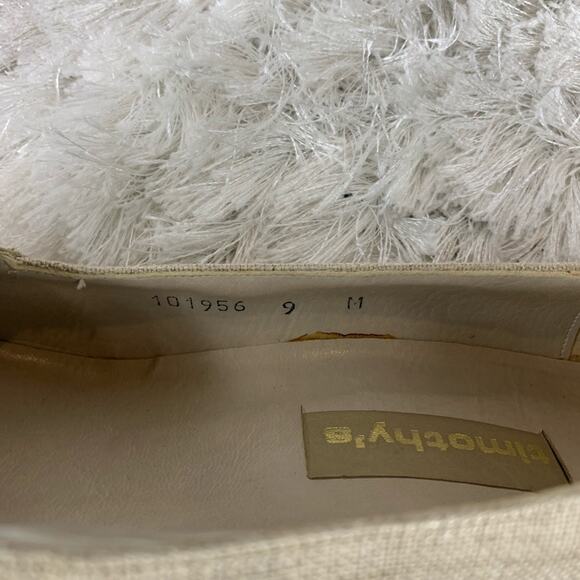 Vintage Linen Peep Toe Pumps Beige Sz 9 - Picture 3 of 7